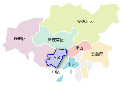 広島市区域図　西区の位置