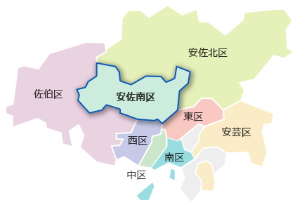 安佐南区のマップ
