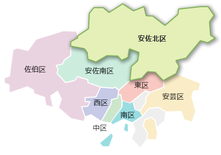 安佐北区のマップ
