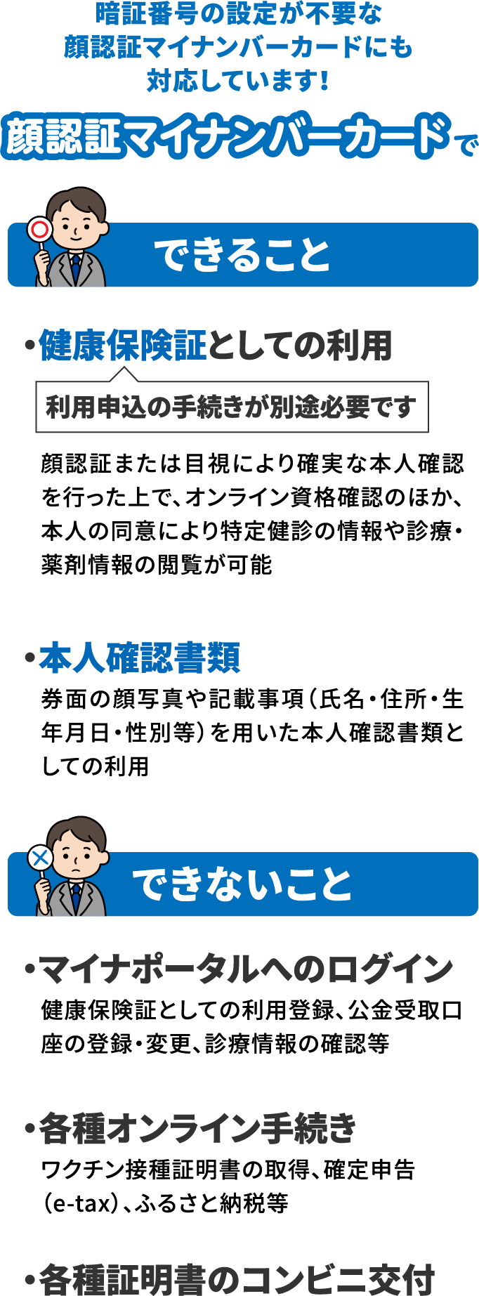 顔認証マイナンバーカードでできること、できないこと