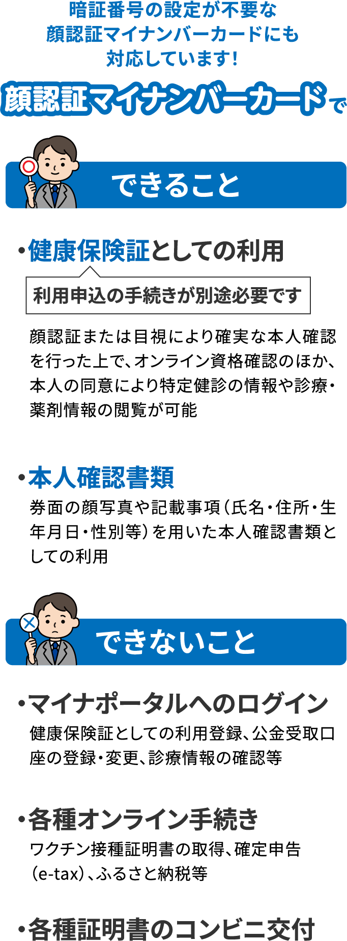 顔認証マイナンバーカードでできること、できないこと