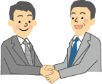 市議会と市長のイメージ（握手している）