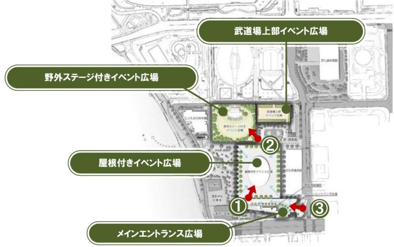 整備概要図(にぎわい・花と緑ゾーン