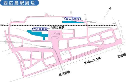 西広島駅周辺駐輪場位置の画像