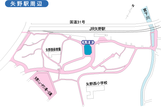 矢野駅周辺駐輪場位置の画像