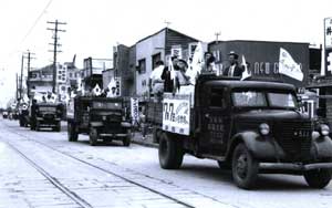 住民投票を呼びかける宣伝トラック（昭和24年7月）の画像