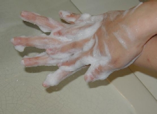 手の甲を洗う