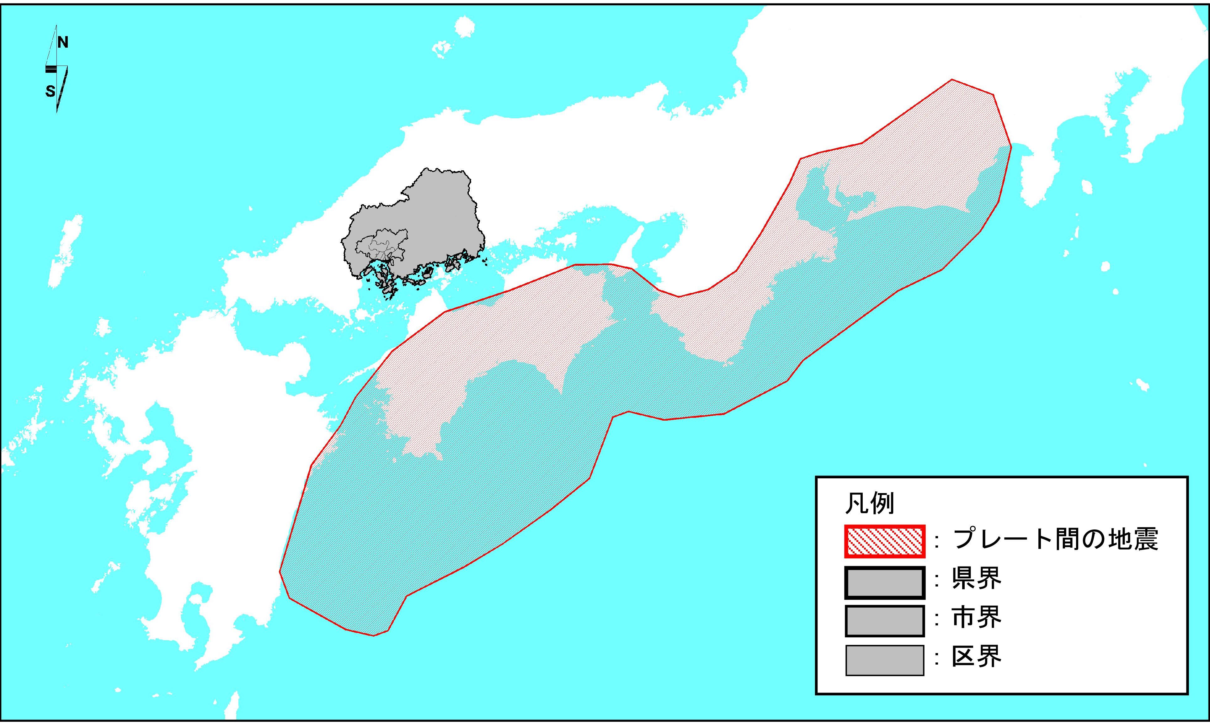 想定地震位置図1(南海トラフ巨大地震)