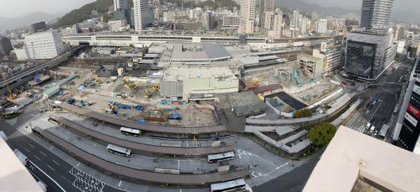 上空からの広島駅南口広場の状況写真