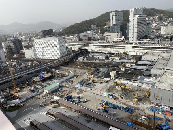 上空からの広島駅南口広場の状況写真