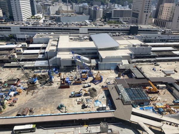 上空からの広島駅南口広場の写真
