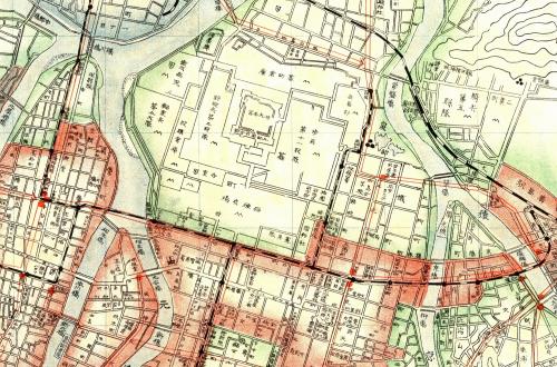 60　『大広島市街都市計画地域別街路網図』 昭和5年版より市内中心部 【複製】