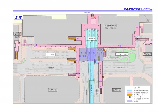 広島駅南口広場のレイアウト図（2階）