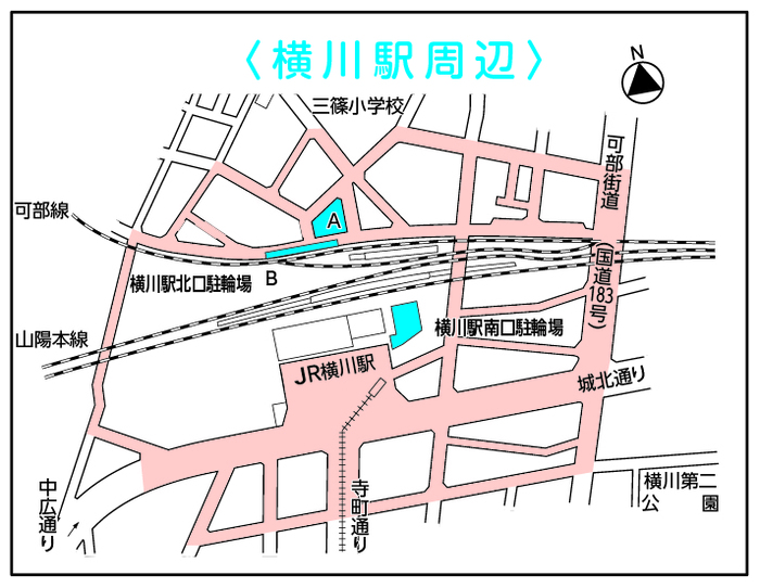 地図:横川駅周辺 放置規制区域図